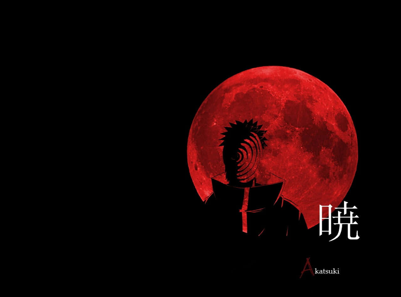 Akatsuki Ninja, spiky hair, massive red moon, HD Desktop Wallpaper