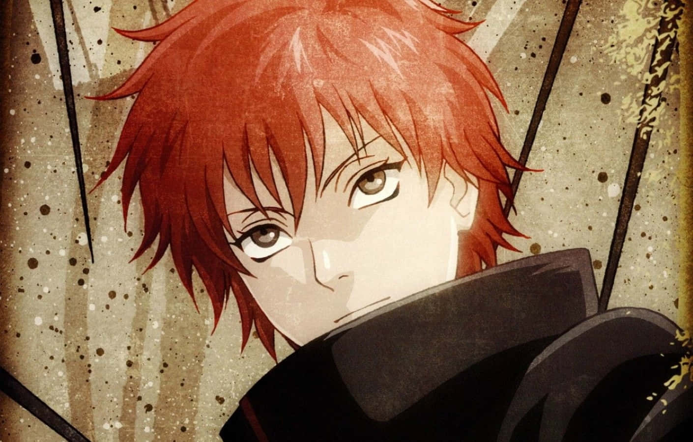 Akatsuki Ninja, spiky red hair, intense gaze, HD Desktop Wallpaper