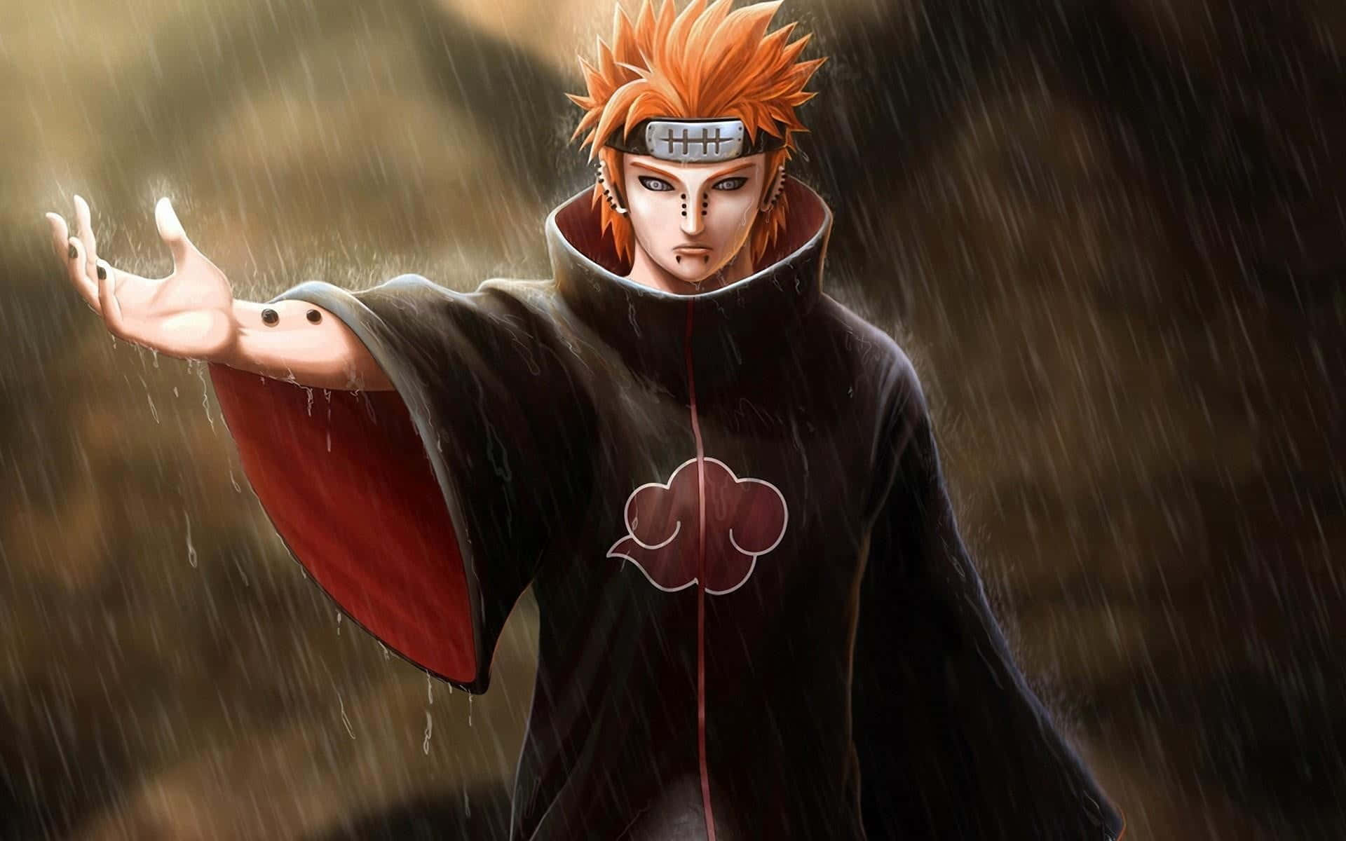 Akatsuki Ninja, spiky orange hair, black cloak, Full HD Desktop Wallpaper