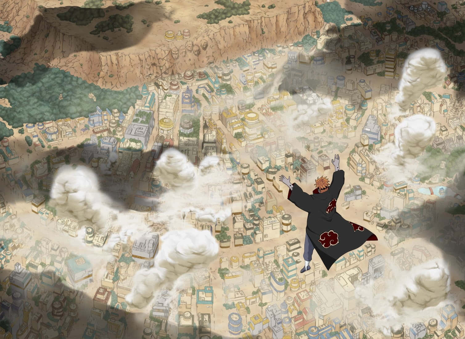 Akatsuki Ninja, black cloak, red clouds, HD Desktop Wallpaper