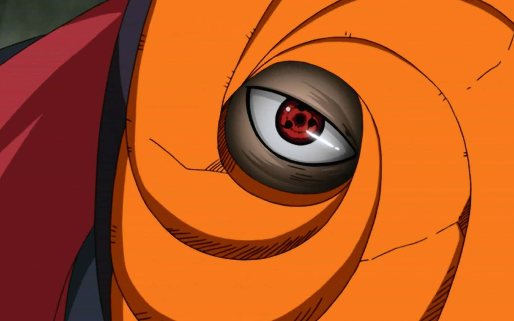 Akatsuki Ninja, orange eye, red tomoe pattern, HD Desktop Wallpaper