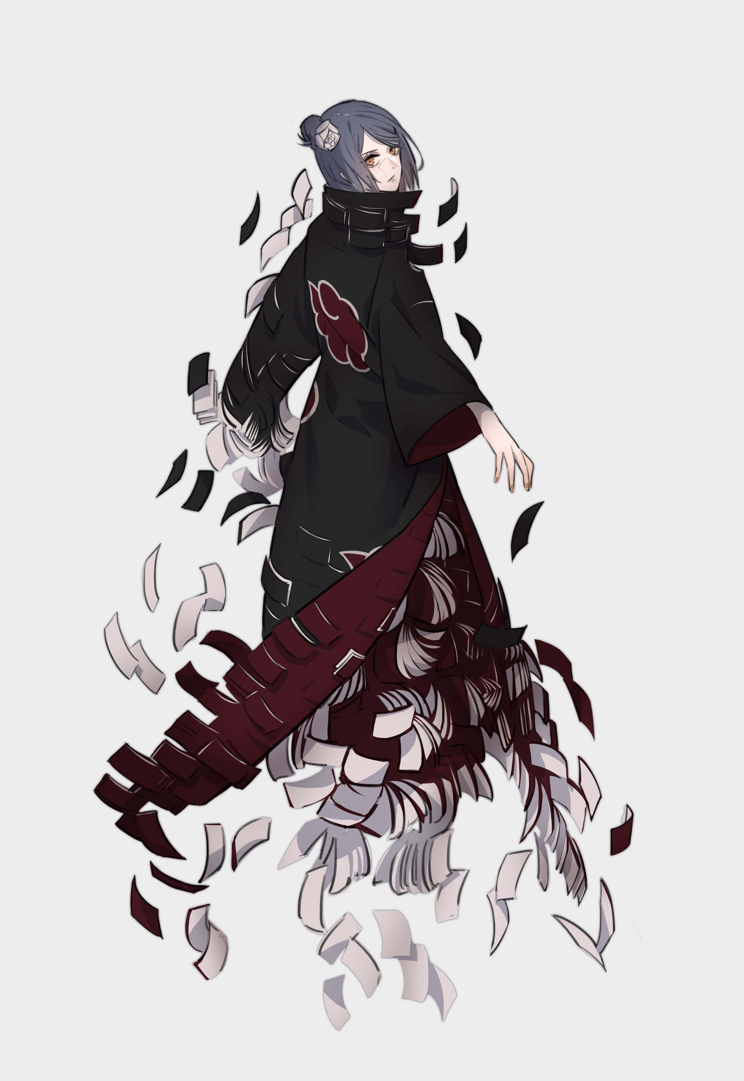 Akatsuki Ninja, black cloak, red cloud emblem, 2K Phone Wallpaper
