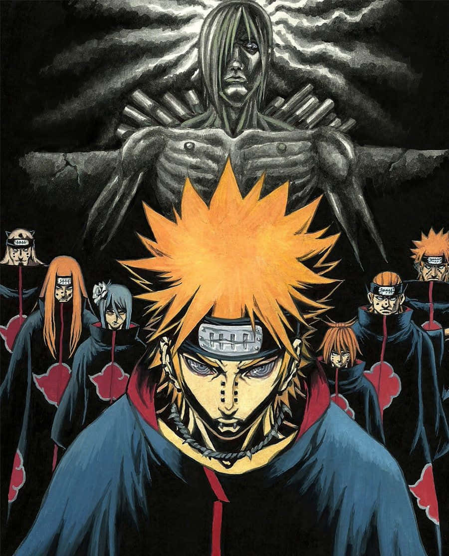 Akatsuki Pain, spiky-haired protagonist, blue cloak, SD Phone Wallpaper
