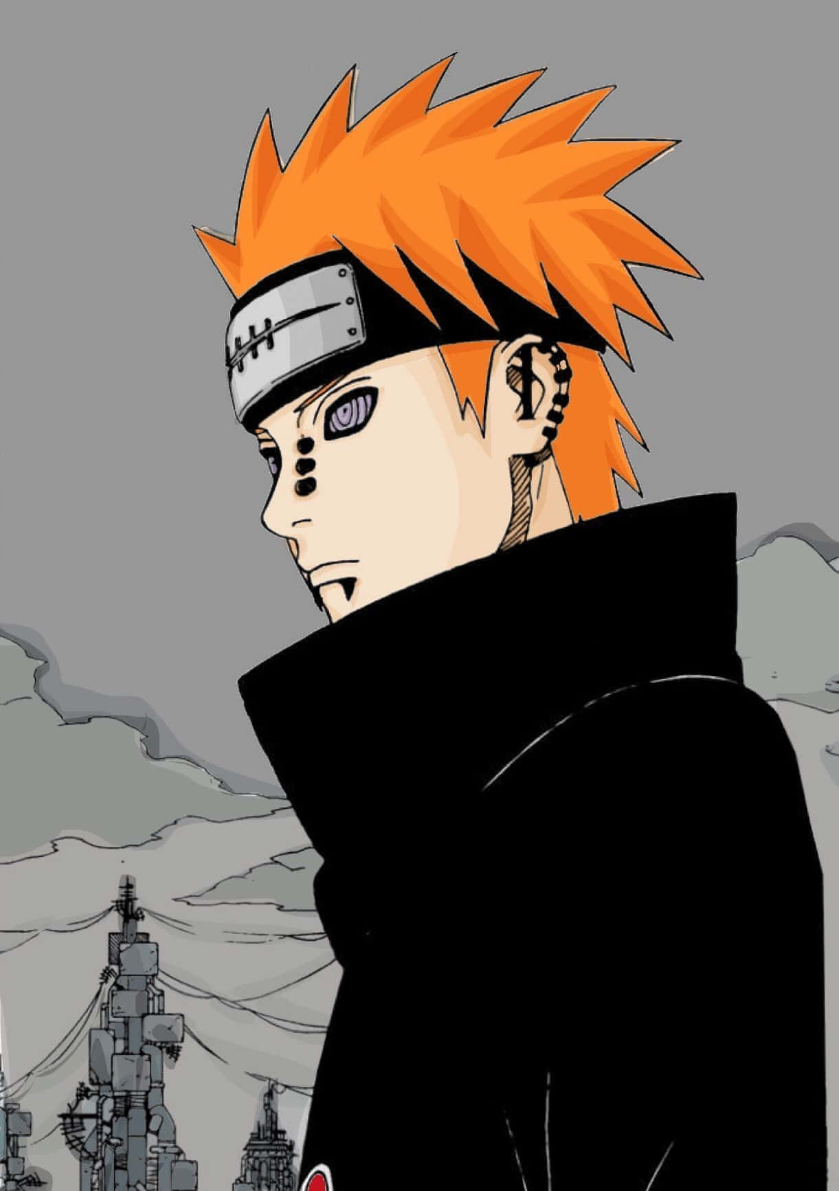 Akatsuki Pain, spiky orange hair, purple eye, HD Phone Wallpaper
