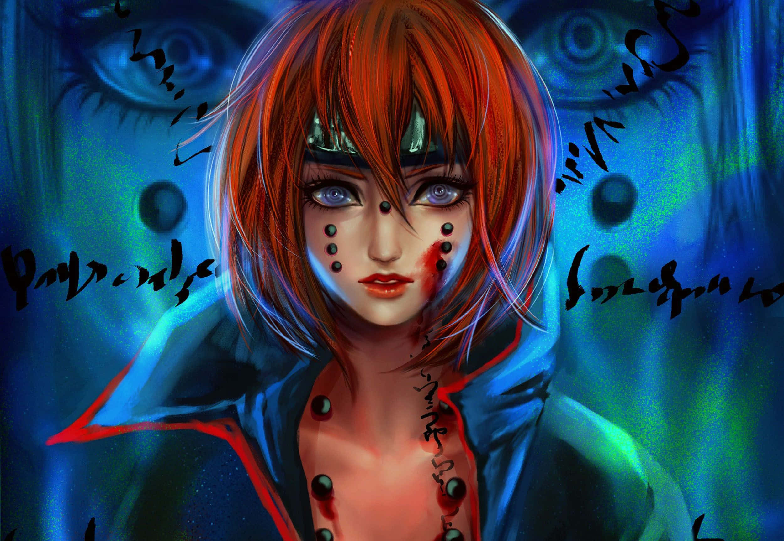 Akatsuki Pain, fiery red hair, blue eyes, Full HD Desktop Wallpaper