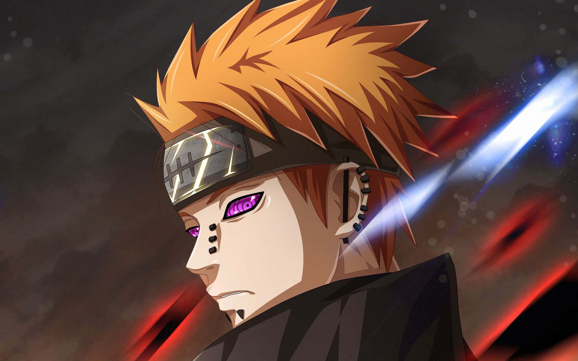 Akatsuki Pain, spiky orange hair, purple eyes, Full HD Desktop Wallpaper