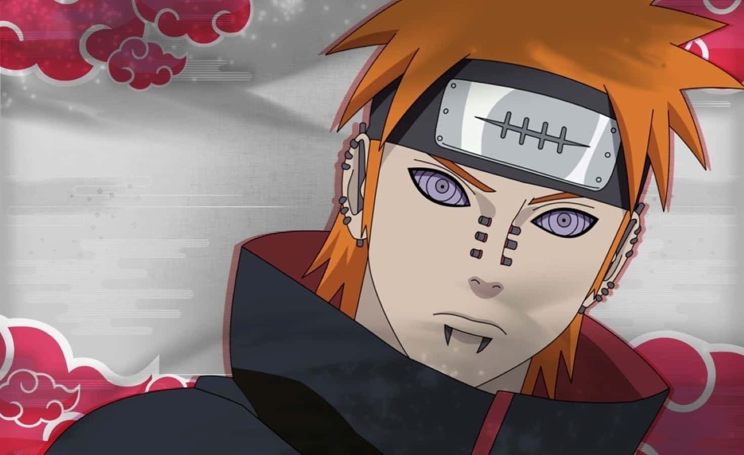 Akatsuki Pain, spiky orange hair, purple eyes, HD Desktop Wallpaper