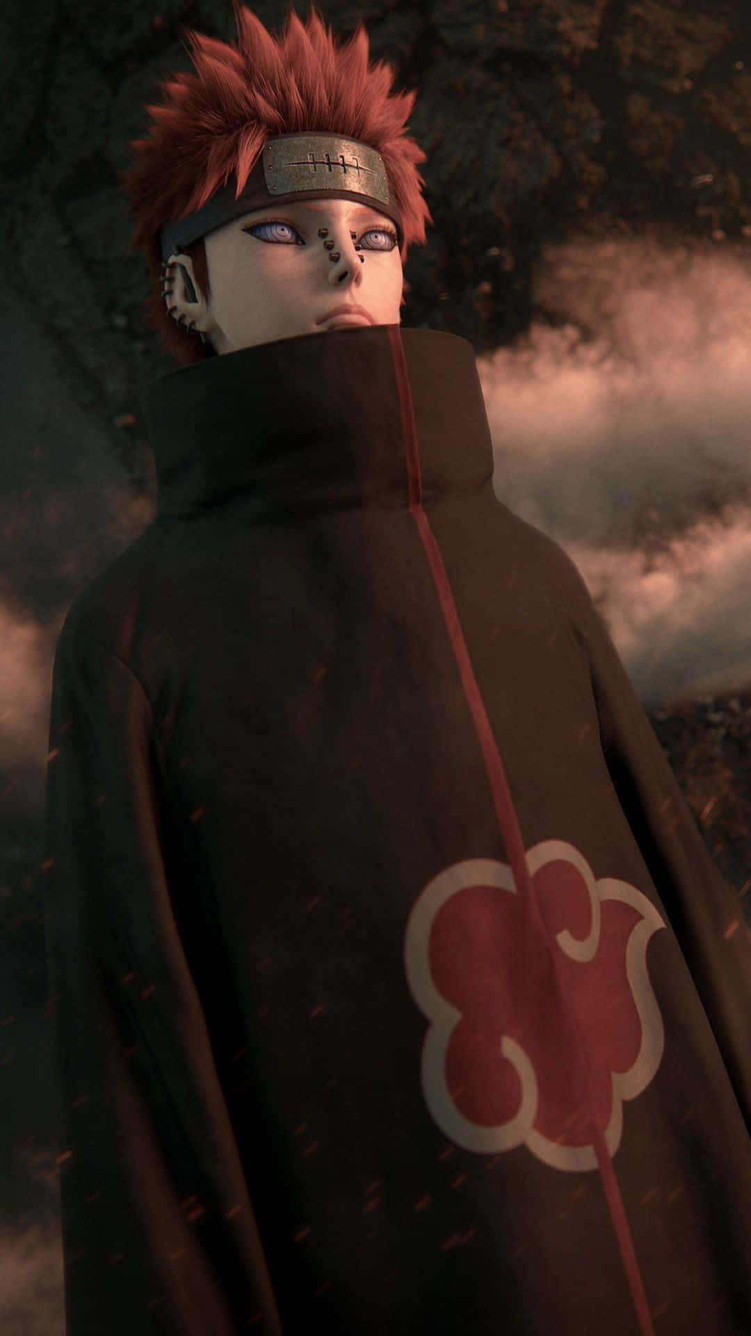 Akatsuki Pain, red-haired anime character, dark cloak, Full HD Phone Wallpaper