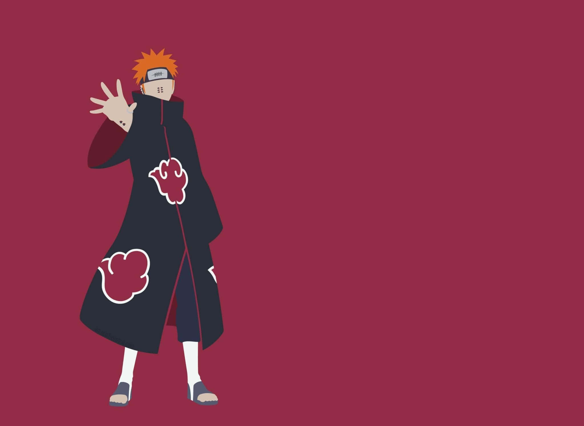 Akatsuki Pain, black cloak, red clouds, Full HD Desktop Wallpaper