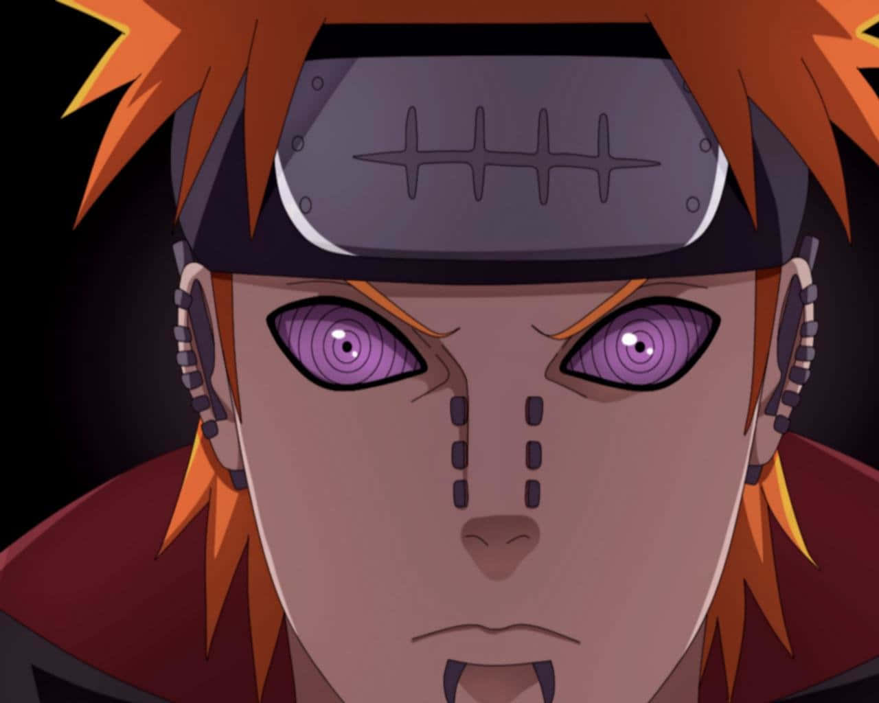 Akatsuki Pain, spiky orange hair, purple eyes, HD Desktop Wallpaper