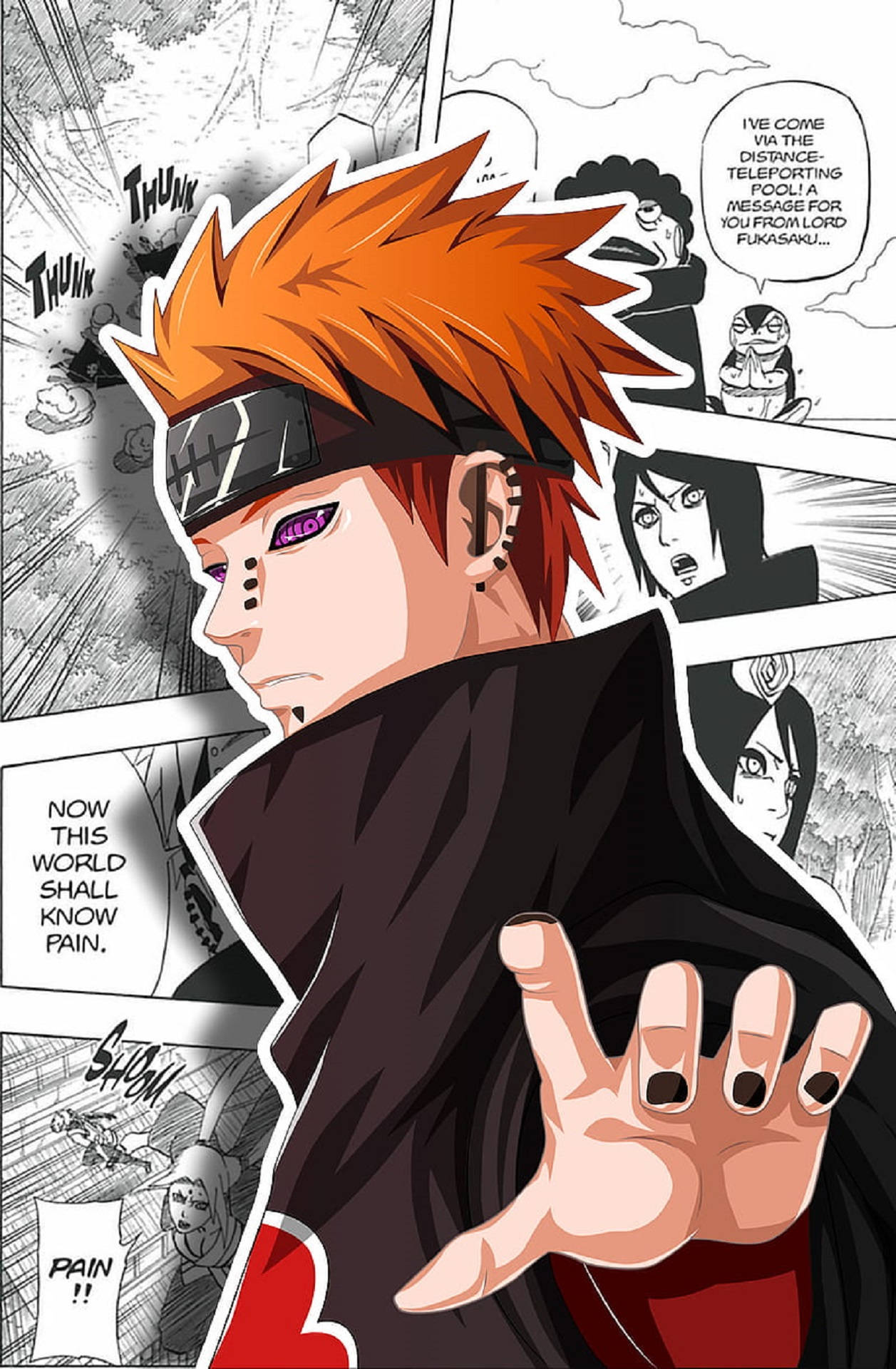 Akatsuki, Pain, spiky orange hair, Full HD Phone Wallpaper