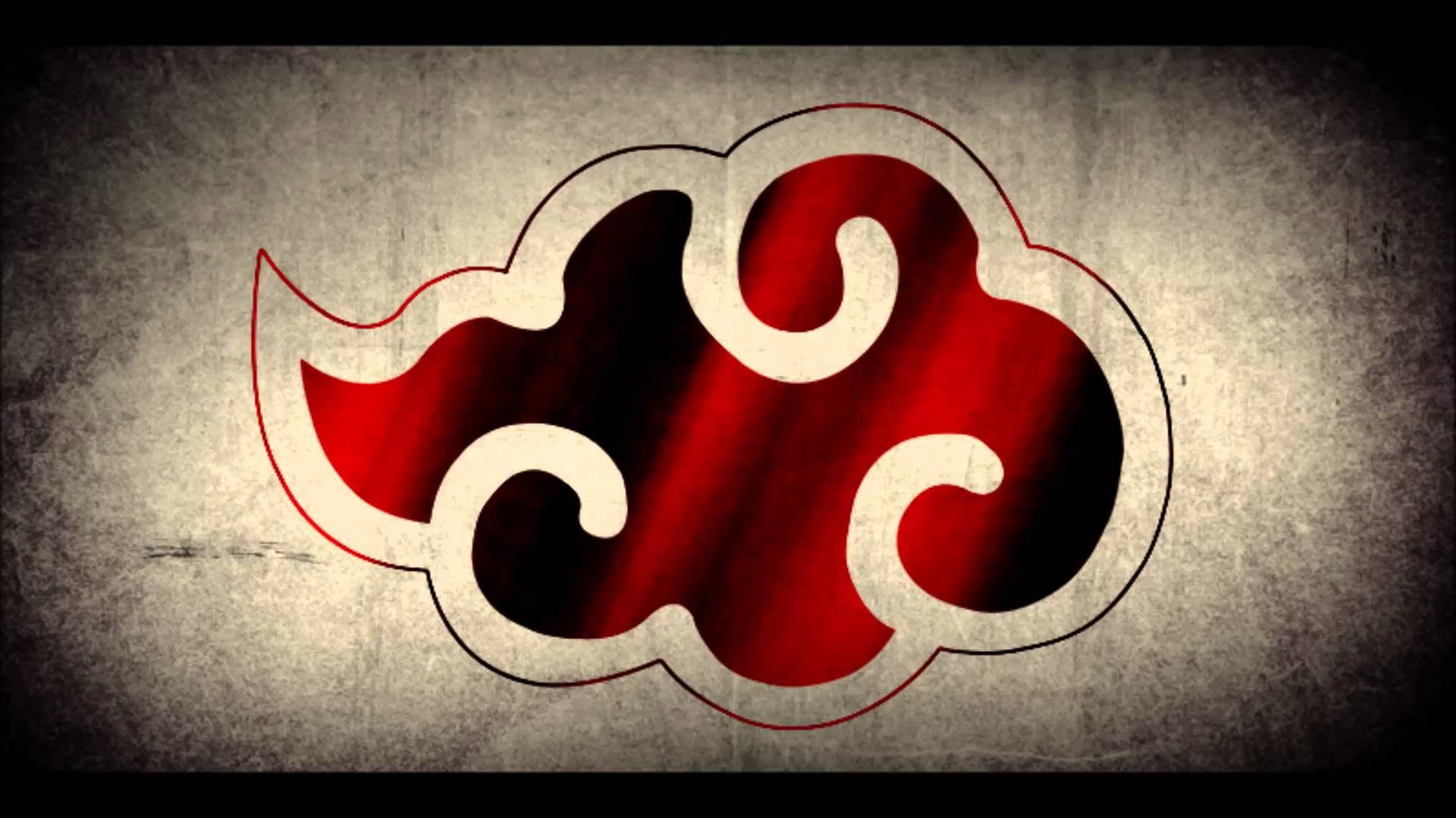 Akatsuki Logo, red and black, white border, Full HD Desktop Wallpaper