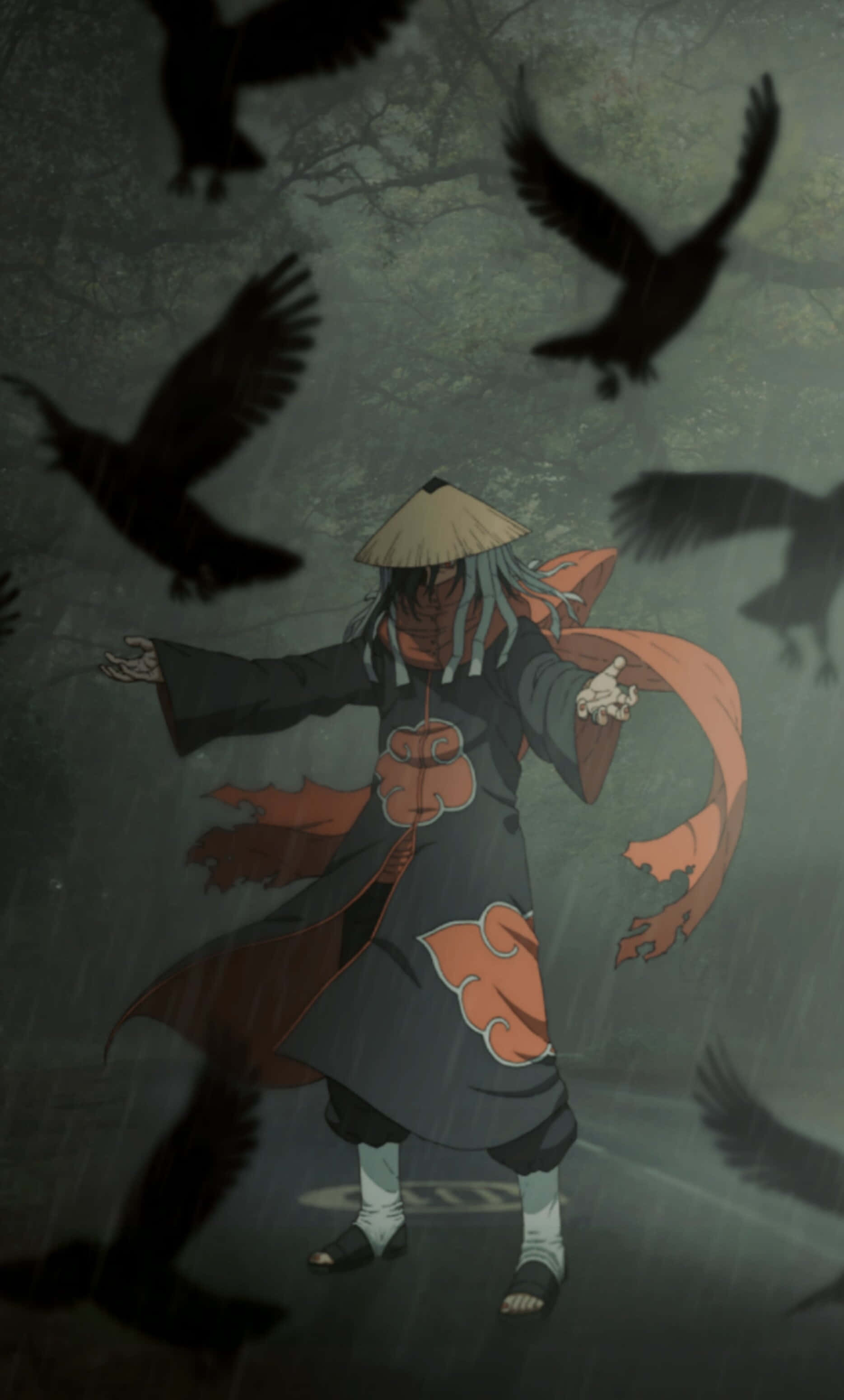 Akatsuki, masked anime figure, dark cloak, 2K Phone Wallpaper