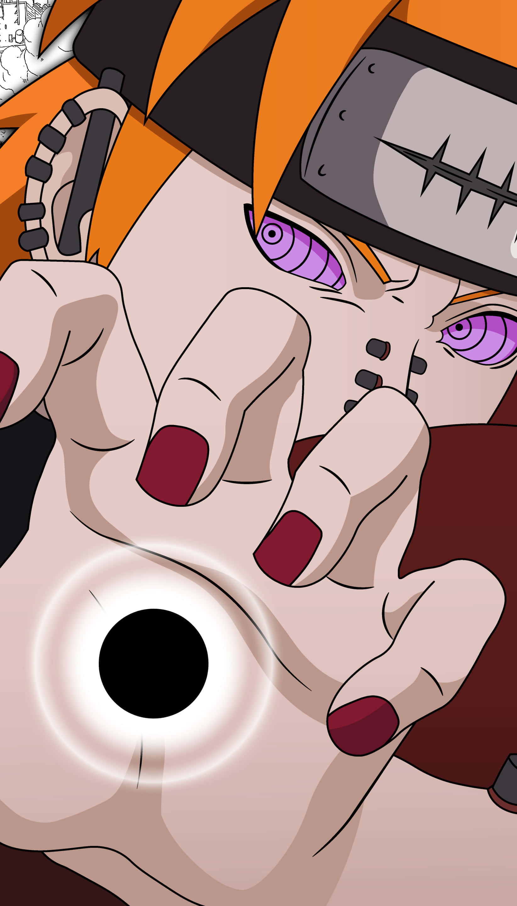 Akatsuki, orange hair, purple eyes, 2K Phone Wallpaper