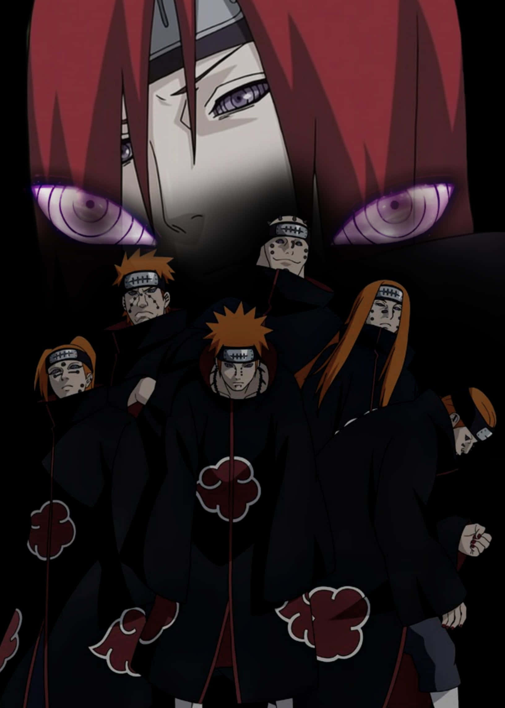 Akatsuki Poster, glowing purple eyes, masked ninja, Full HD Phone Wallpaper