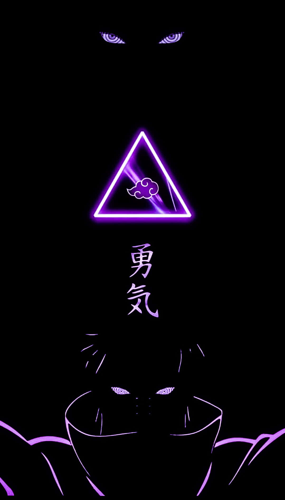 Akatsuki Poster, glowing purple triangle, cloud symbol, HD Phone Wallpaper
