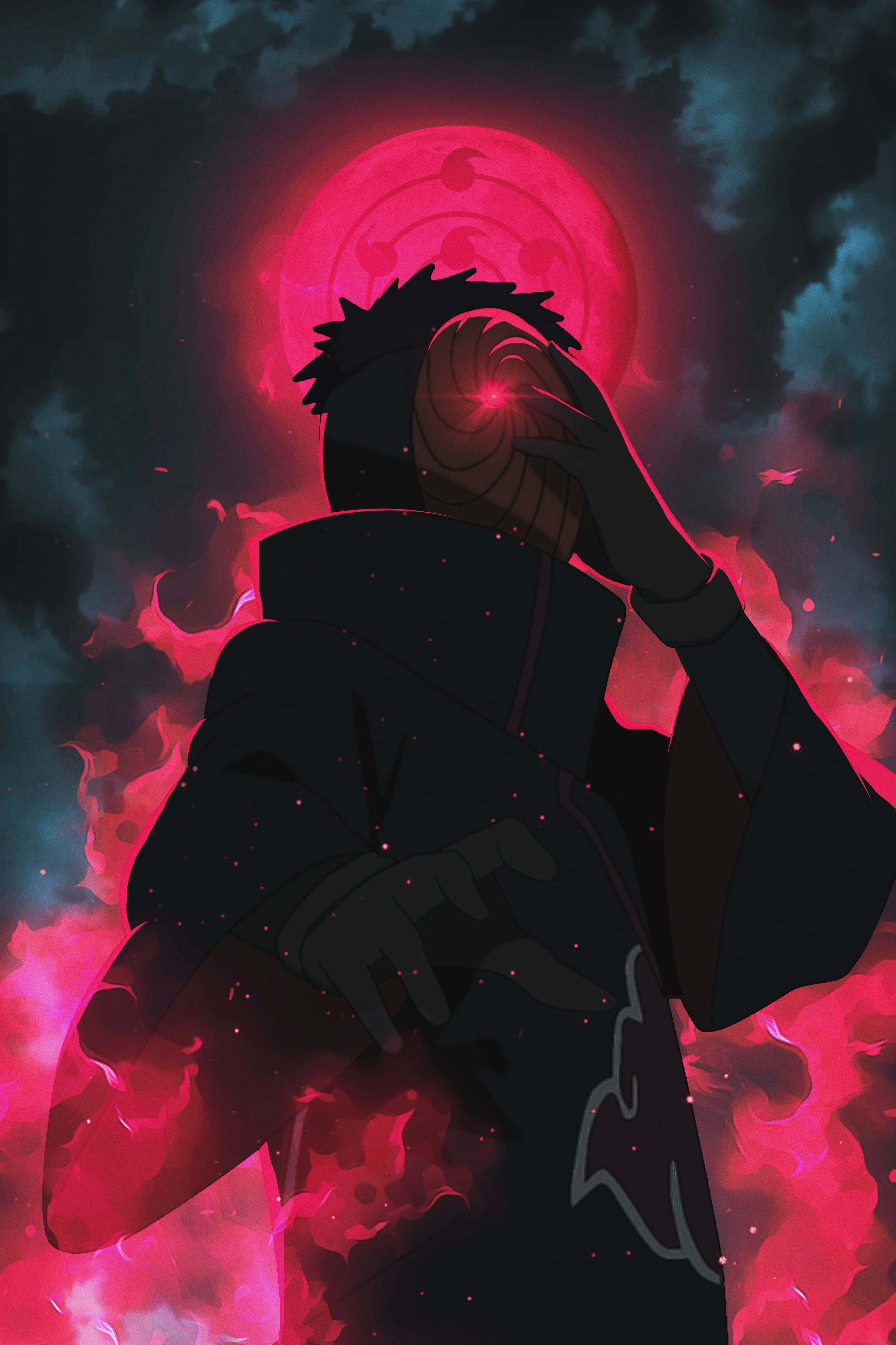 Akatsuki, black cloak, glowing red eye, 5K Phone Wallpaper