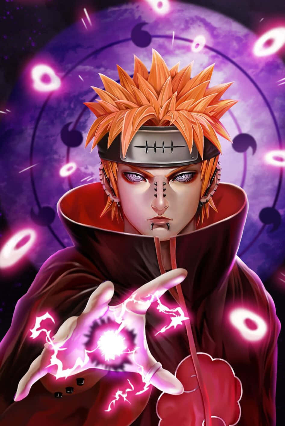 Akatsuki, spiky orange hair, red cloak, HD Phone Wallpaper