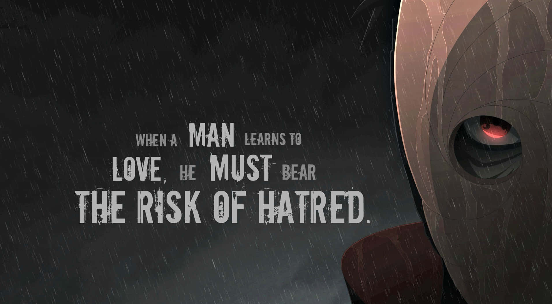Akatsuki Quotes, masked figure, glowing red eye, HD Desktop Wallpaper
