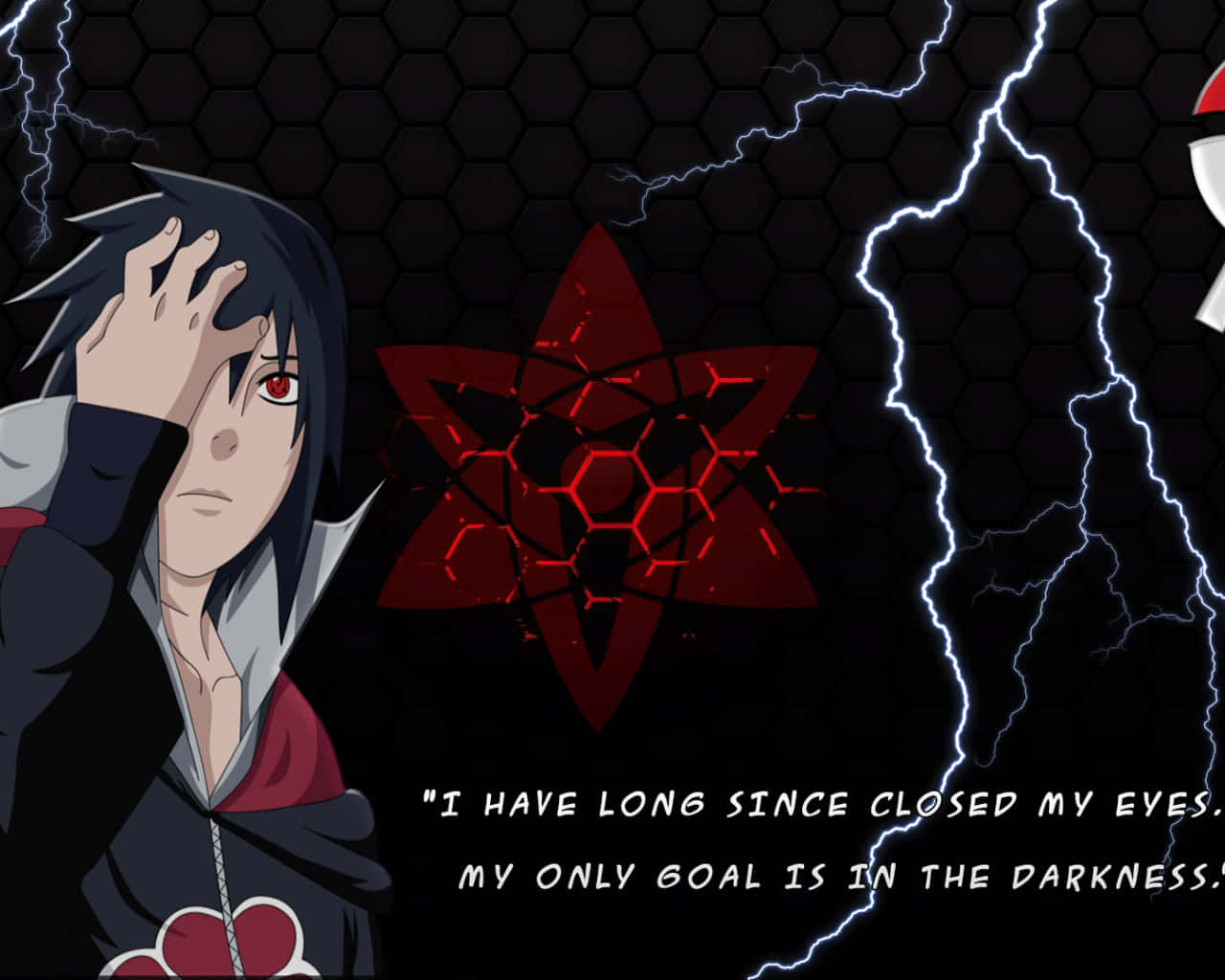 Akatsuki Quotes, red eye, dark cloak, HD Desktop Wallpaper