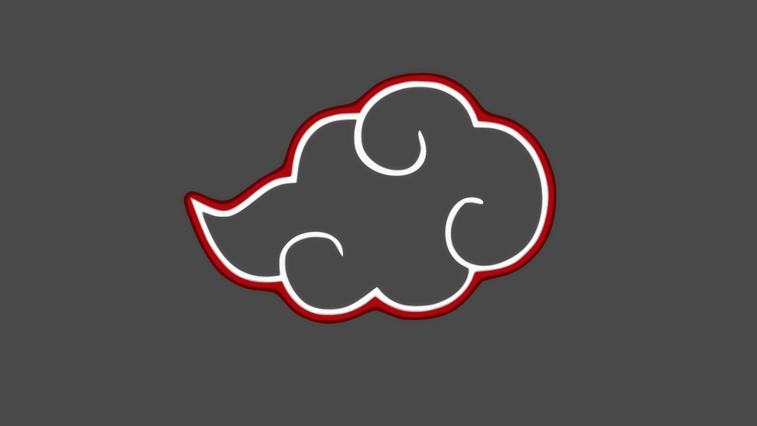 Akatsuki Symbol, dark gray cloud, bold red and white outlines, 2K Desktop Wallpaper