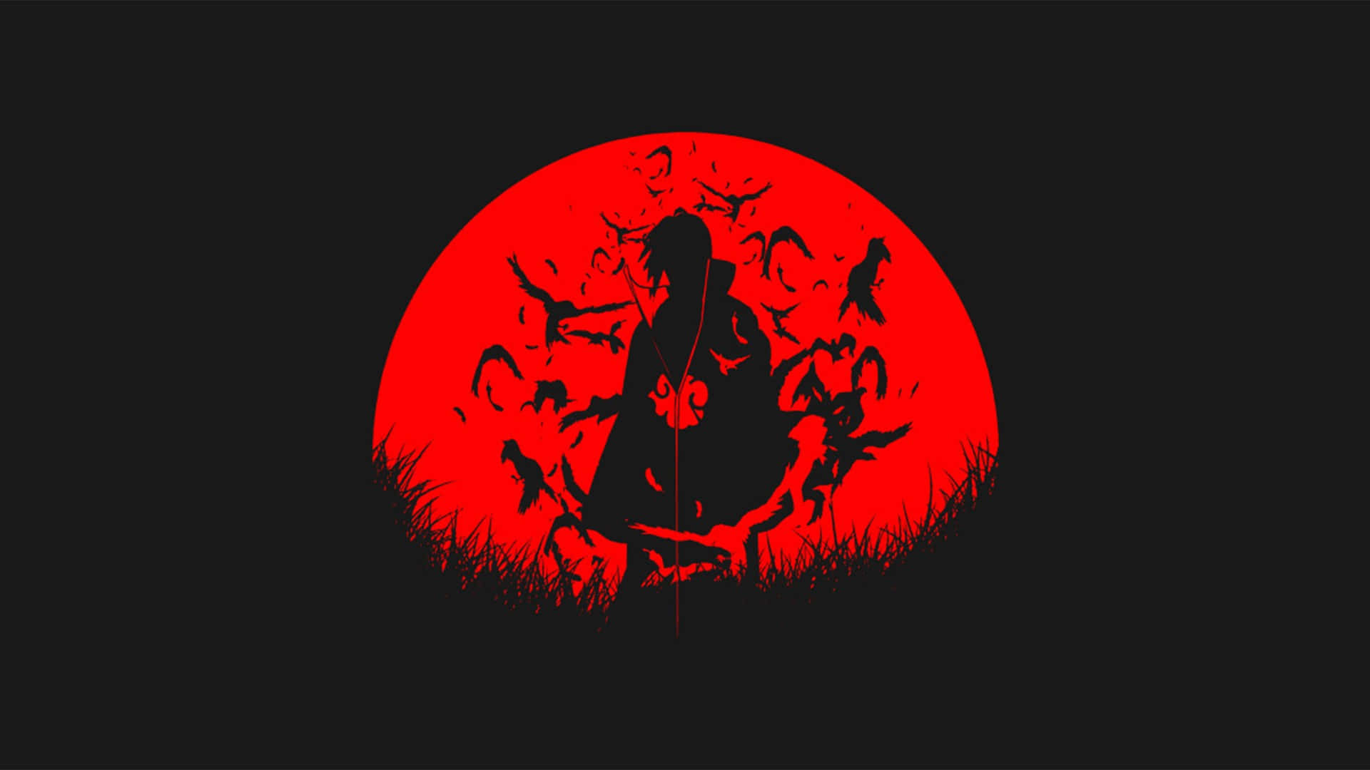 Akatsuki Symbol, dark silhouette, birds flying, Full HD Desktop Wallpaper