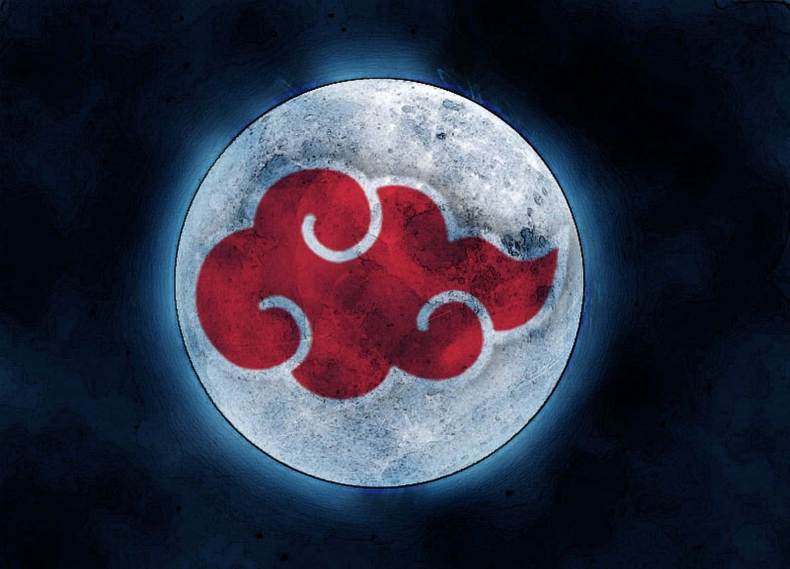 Akatsuki Symbol, red cloud symbol, full moon, HD Desktop Wallpaper
