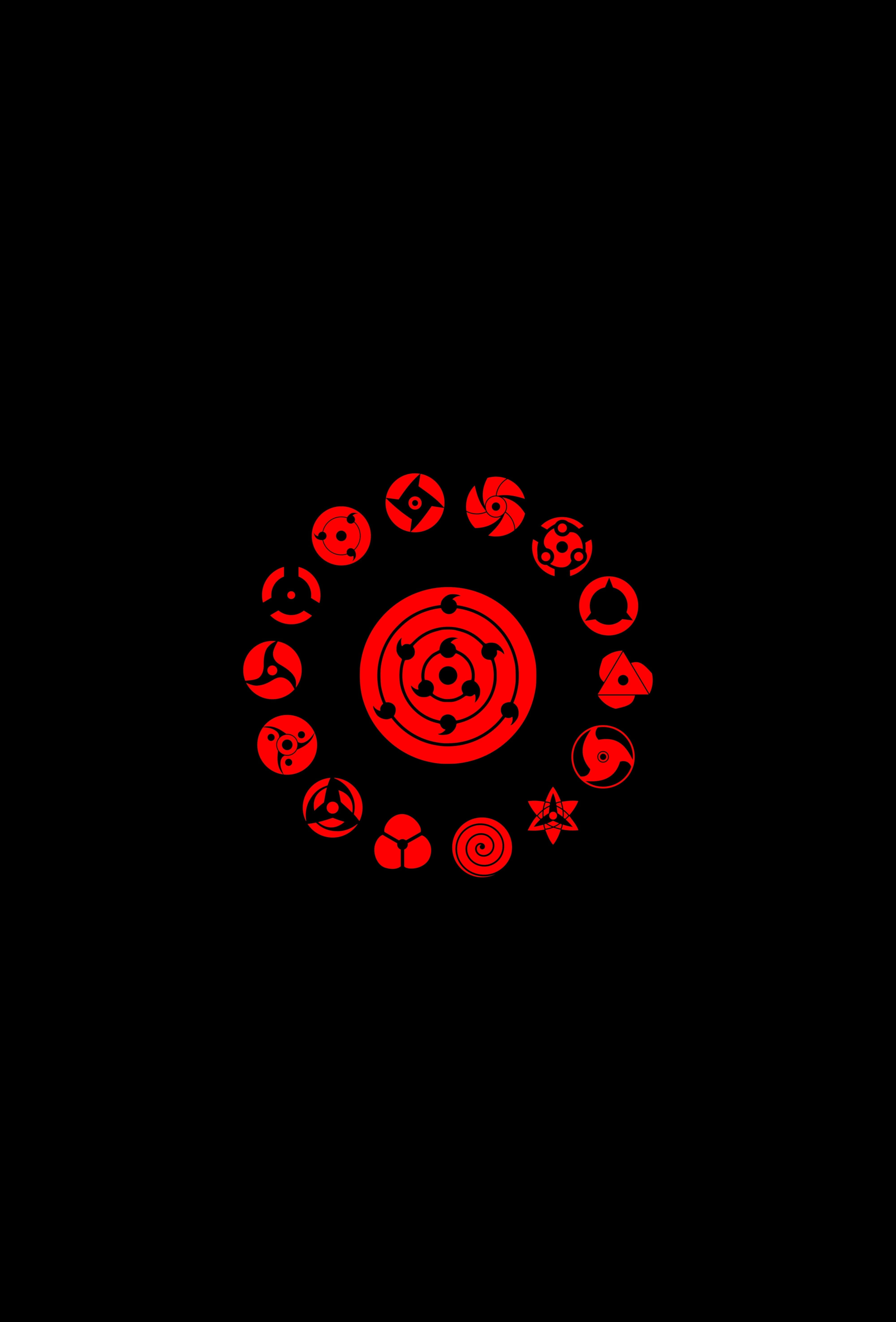 Akatsuki Symbol, red, circular arrangement, 5K Phone Wallpaper