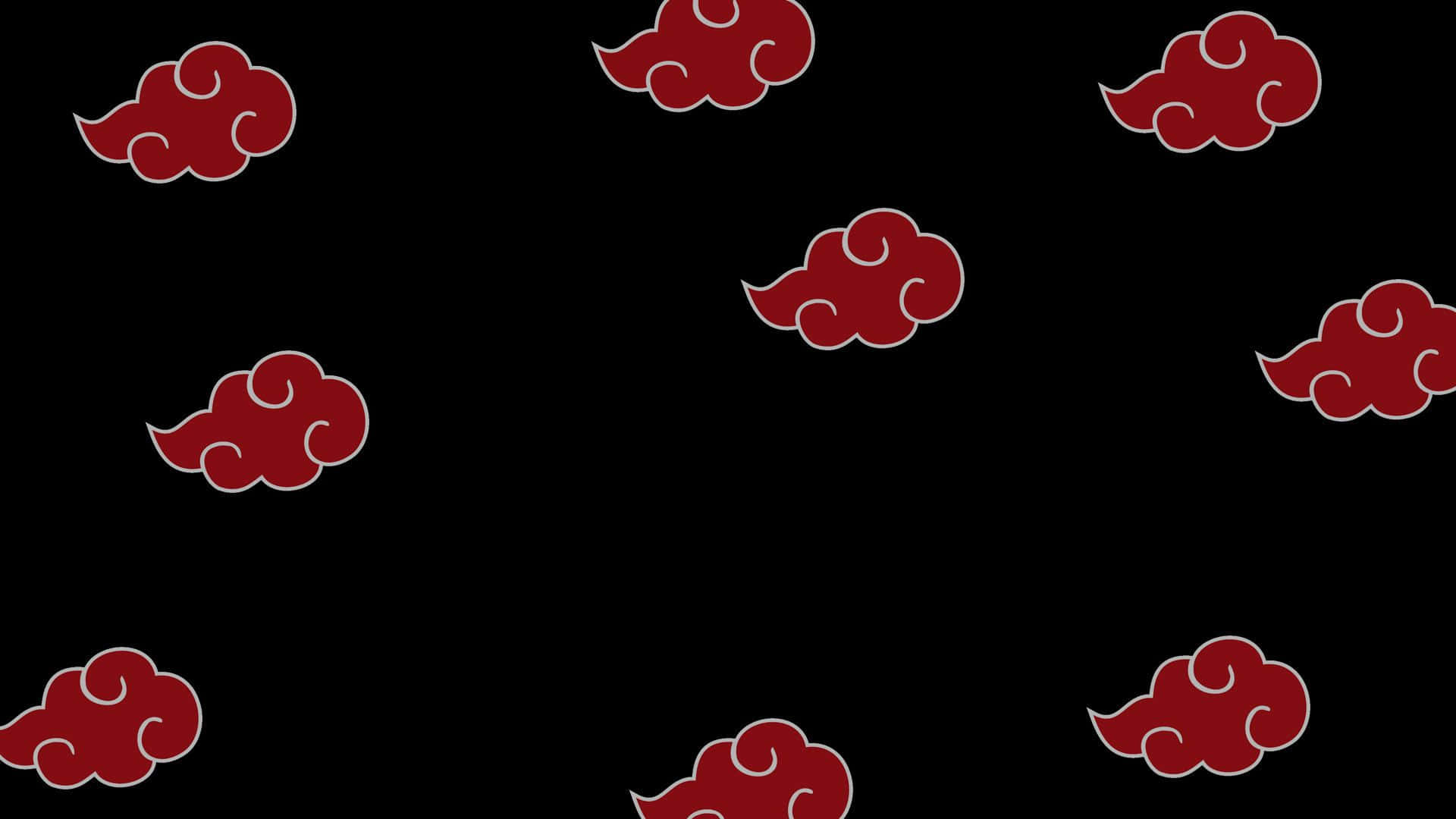 Akatsuki Symbol, red stylized clouds, white outlines, Full HD Desktop Wallpaper