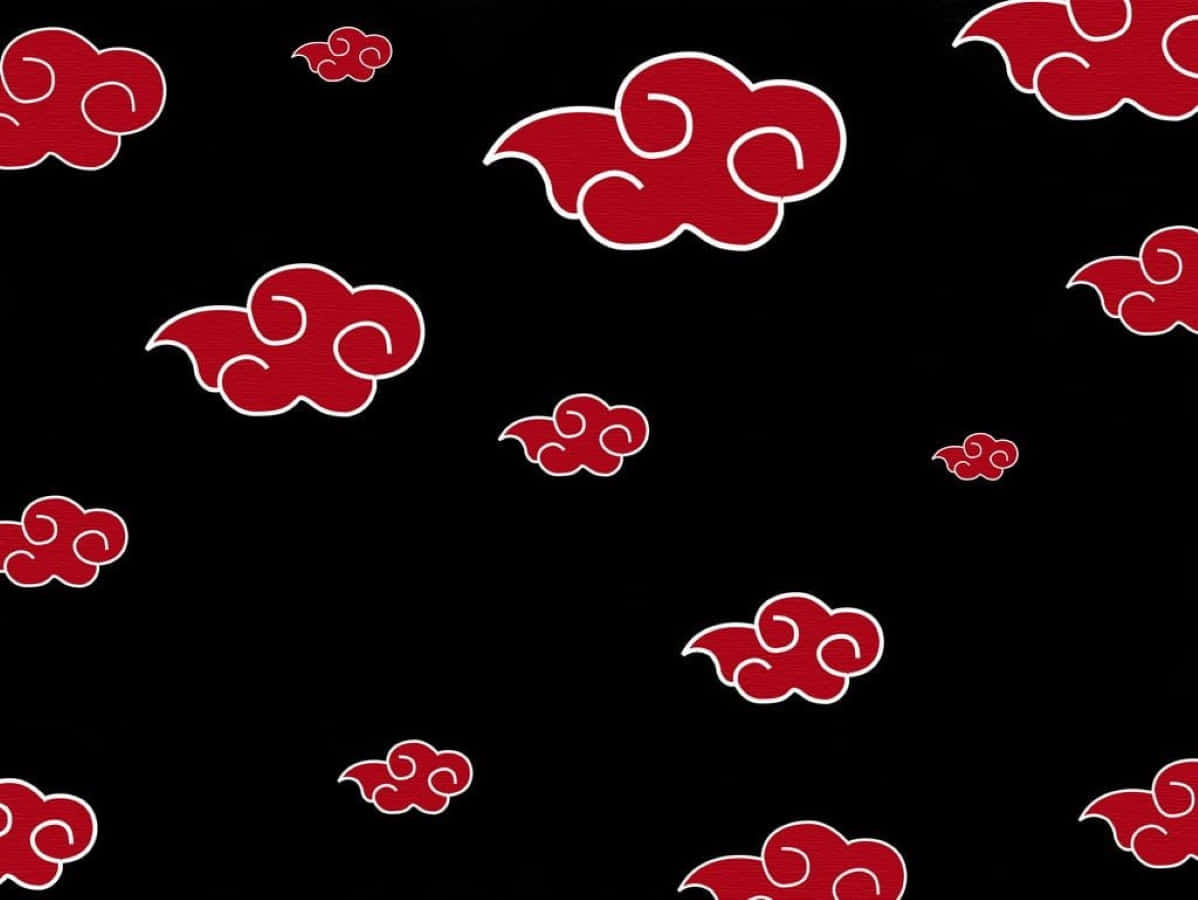Akatsuki Symbol, red swirling clouds, white outlines, SD Desktop Wallpaper