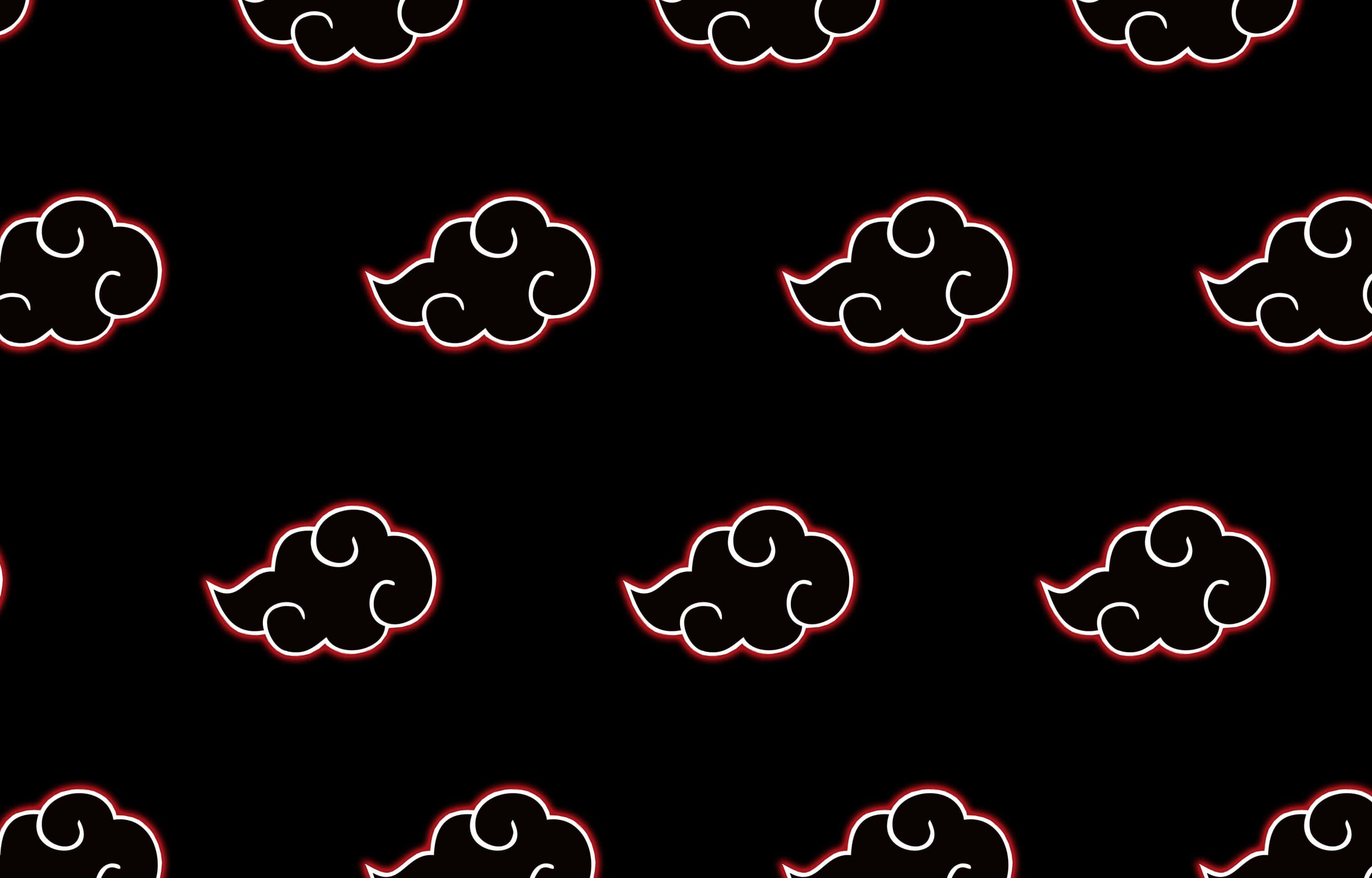 Akatsuki Symbol, black clouds, red outlines, 2K Desktop Wallpaper