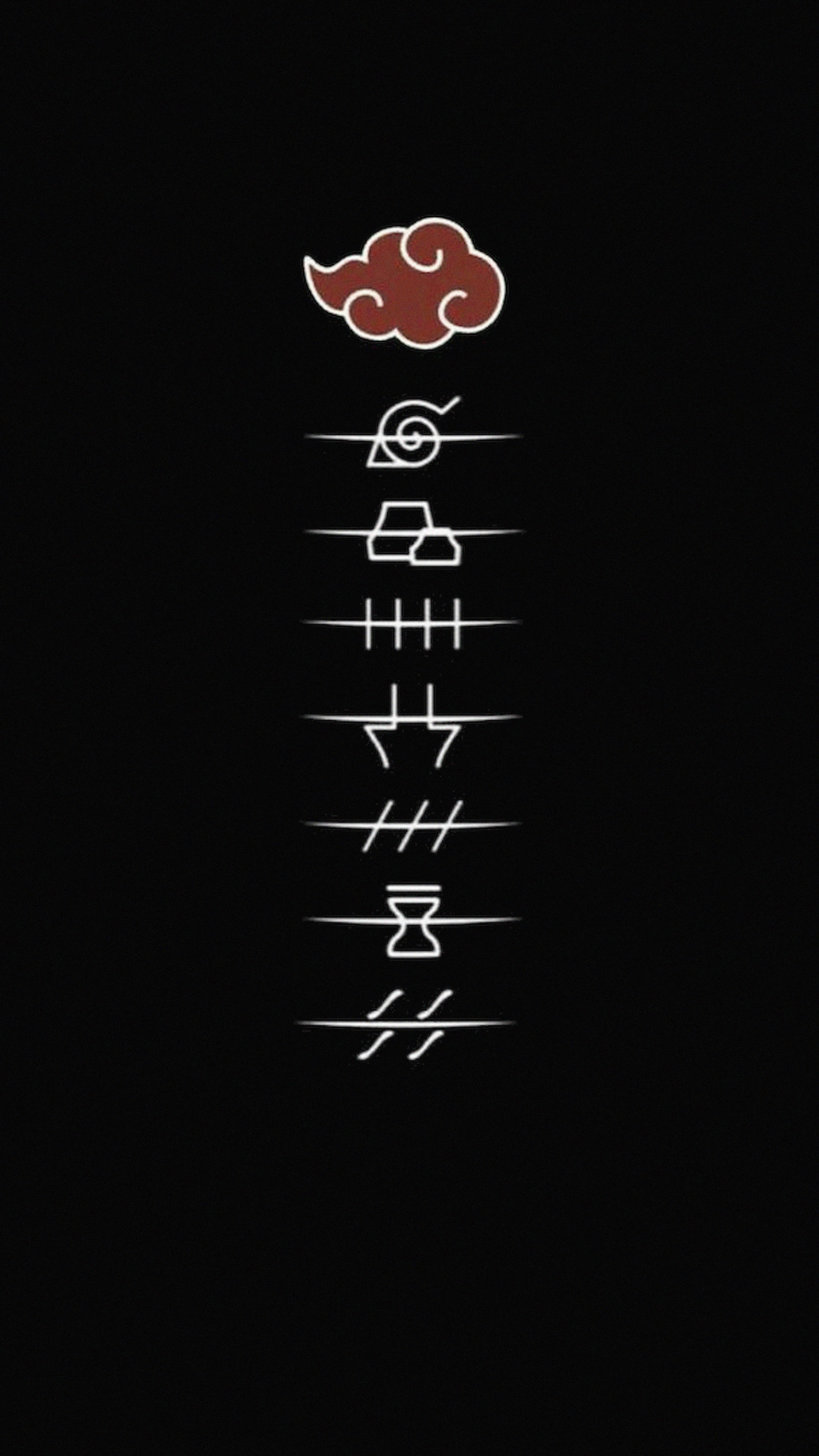 Akatsuki, white stylized symbols, red cloud emblem, 5K Phone Wallpaper
