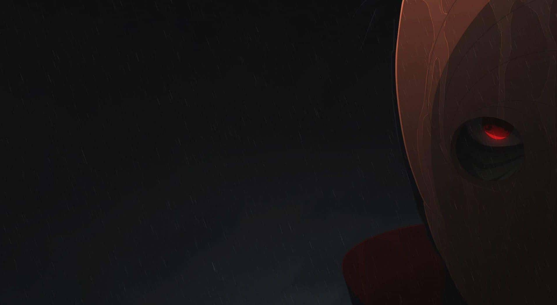 Akatsuki Tobi, glowing red eye, falling rain, HD Desktop Wallpaper