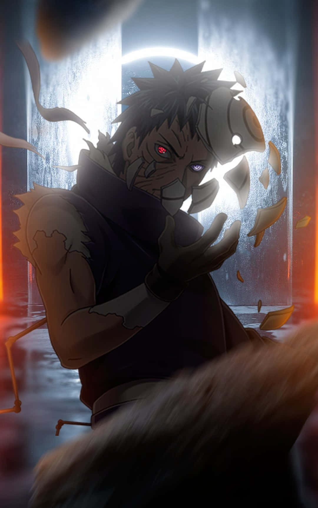 Akatsuki Tobi, spiky hair, glowing red eyes, HD Phone Wallpaper