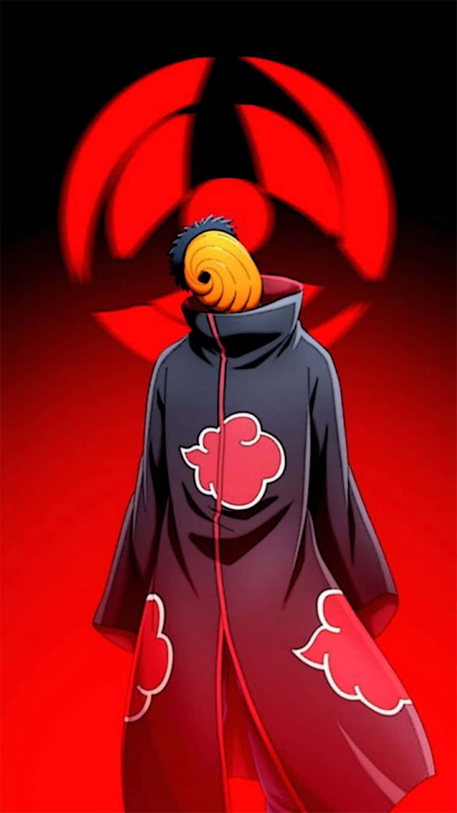 Akatsuki Tobi, black cloak, red cloud patterns, HD Phone Wallpaper