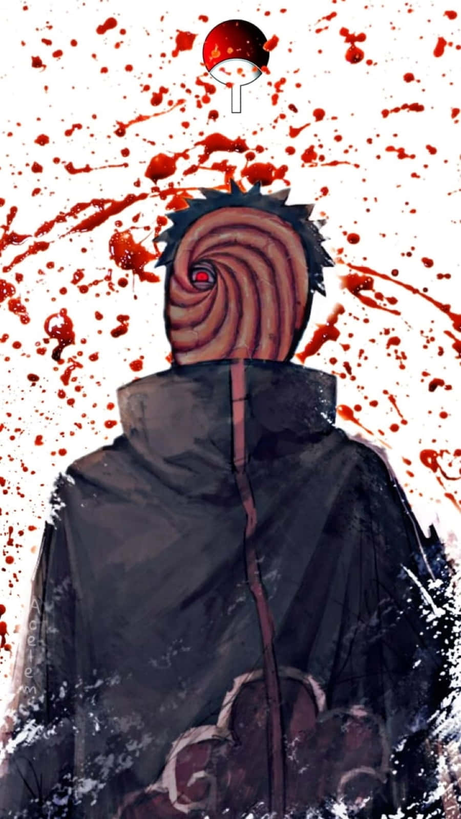 Akatsuki Tobi, spiral eye, red splatters, HD Phone Wallpaper
