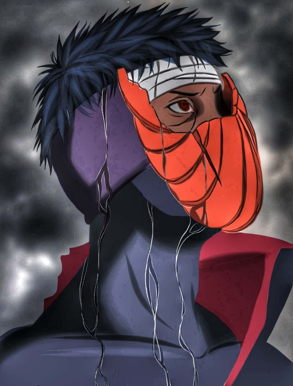 Akatsuki Tobi, spiky blue hair, red eye, HD Phone Wallpaper