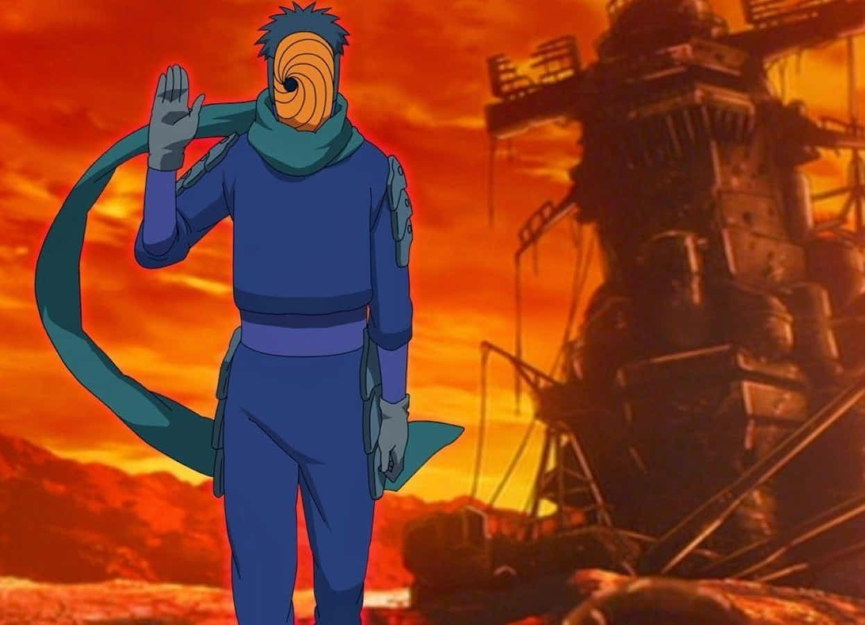 Akatsuki Tobi, blue hair, orange mask, SD Desktop Wallpaper
