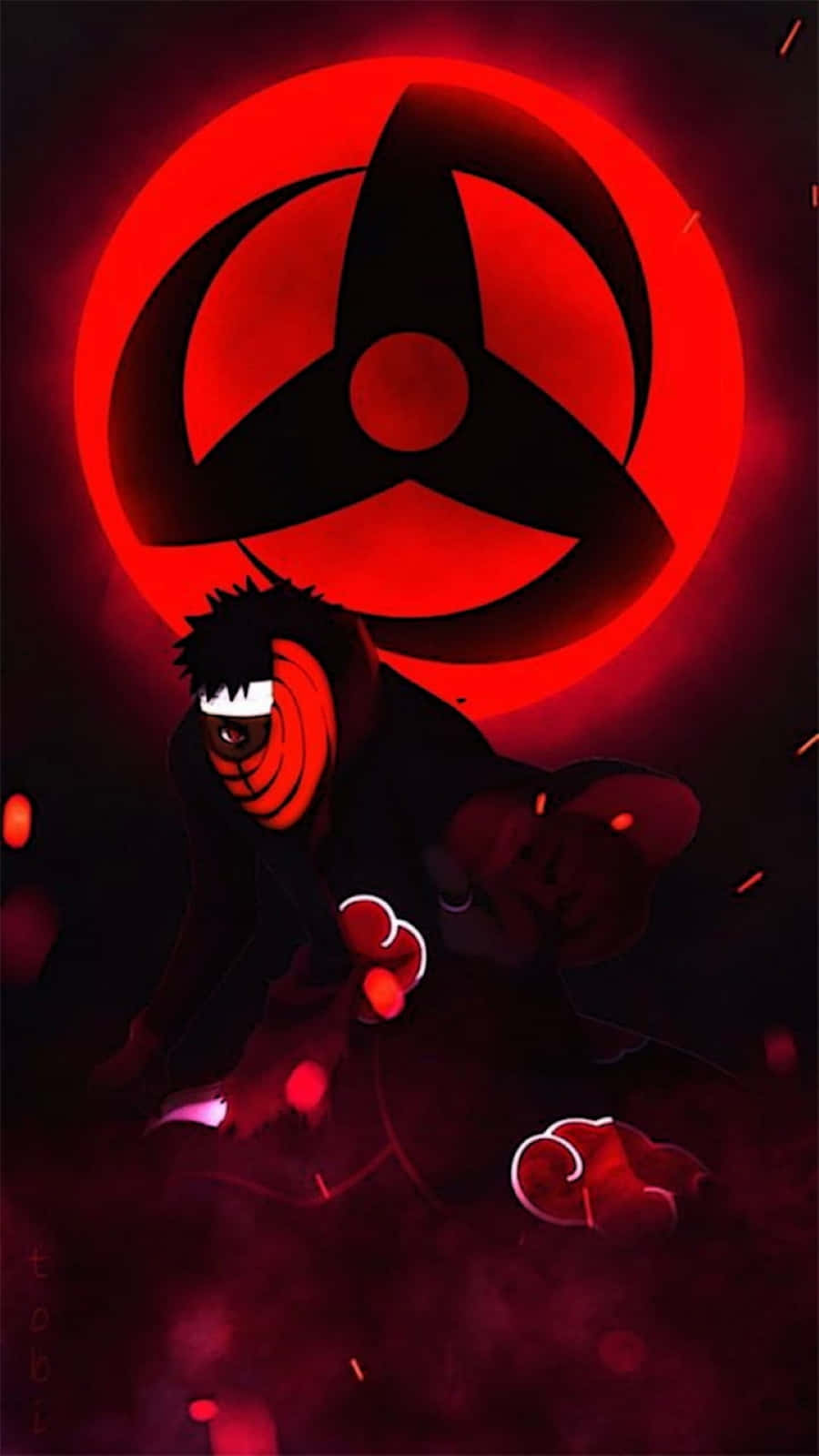 Akatsuki Tobi, red eyes, cloak, HD Phone Wallpaper