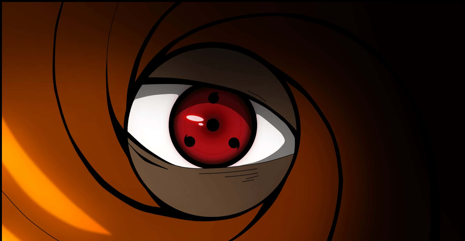 Akatsuki Tobi, red anime eye, three black tomoe swirls, Full HD Desktop Wallpaper
