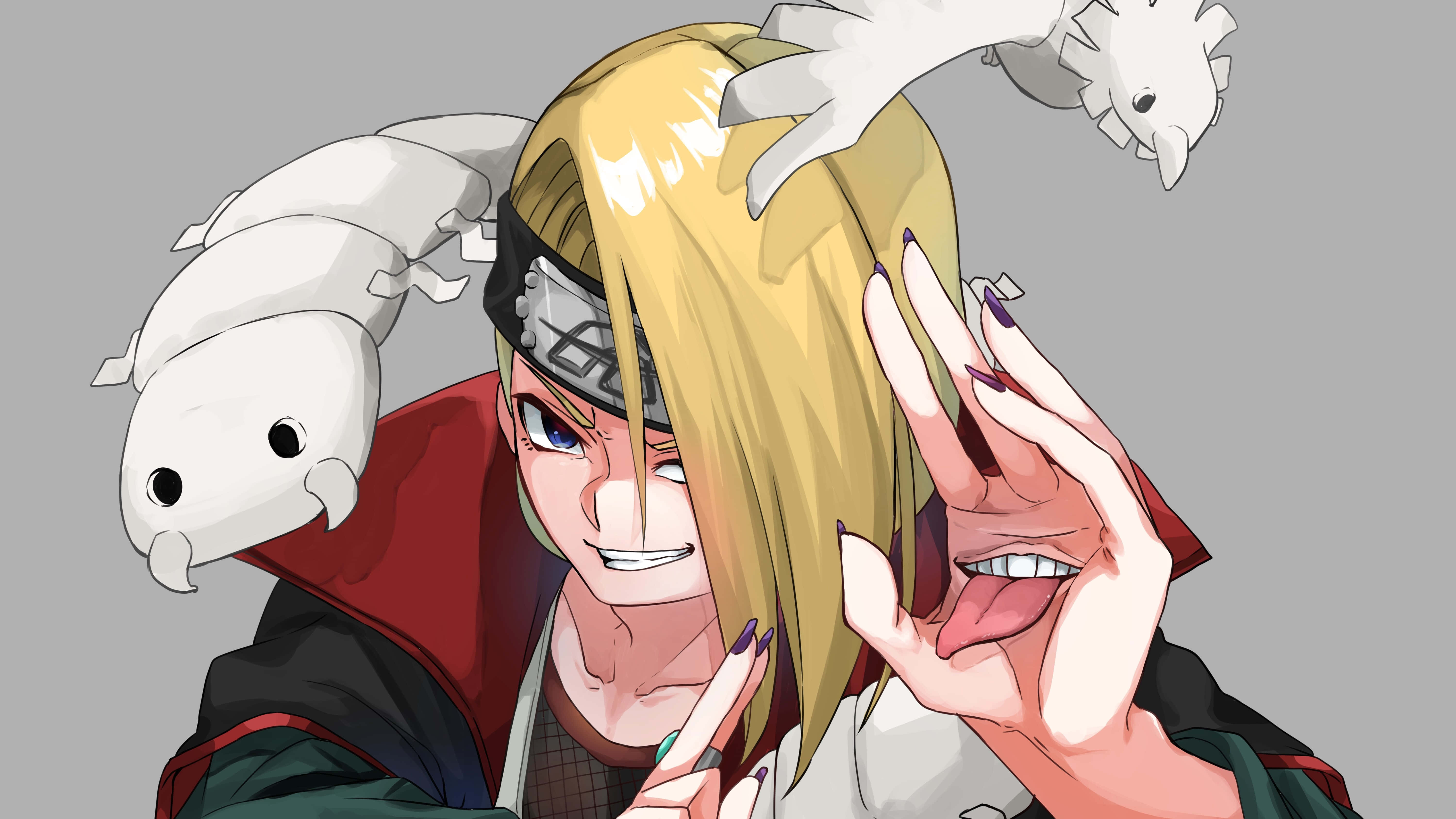 Akatsuki, Deidara, red cloak, 5K Desktop Wallpaper