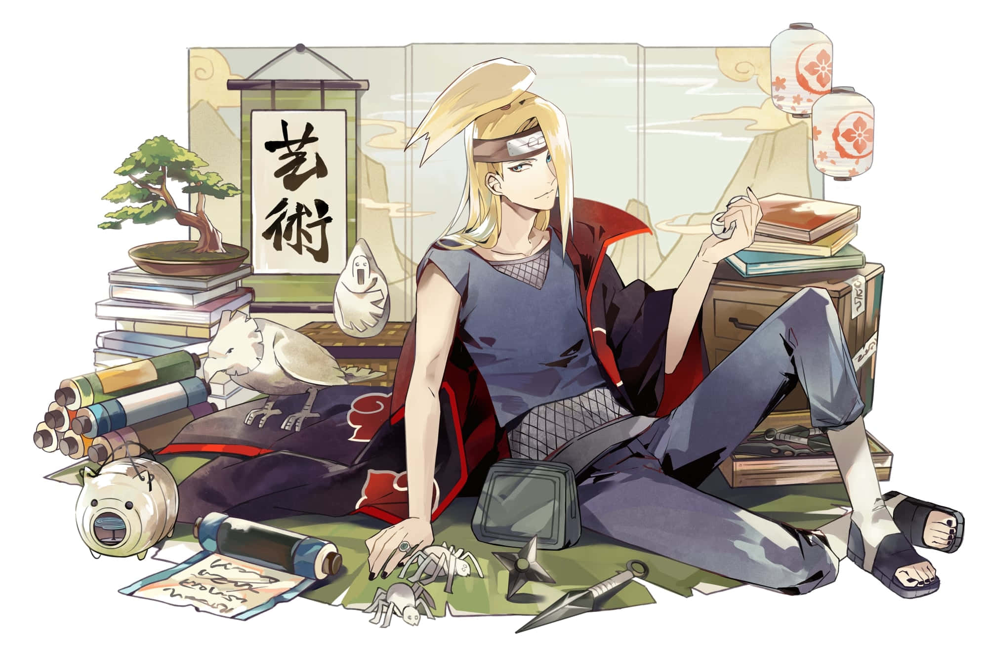 Akatsuki, Deidara, blonde anime ninja, Full HD Desktop Wallpaper