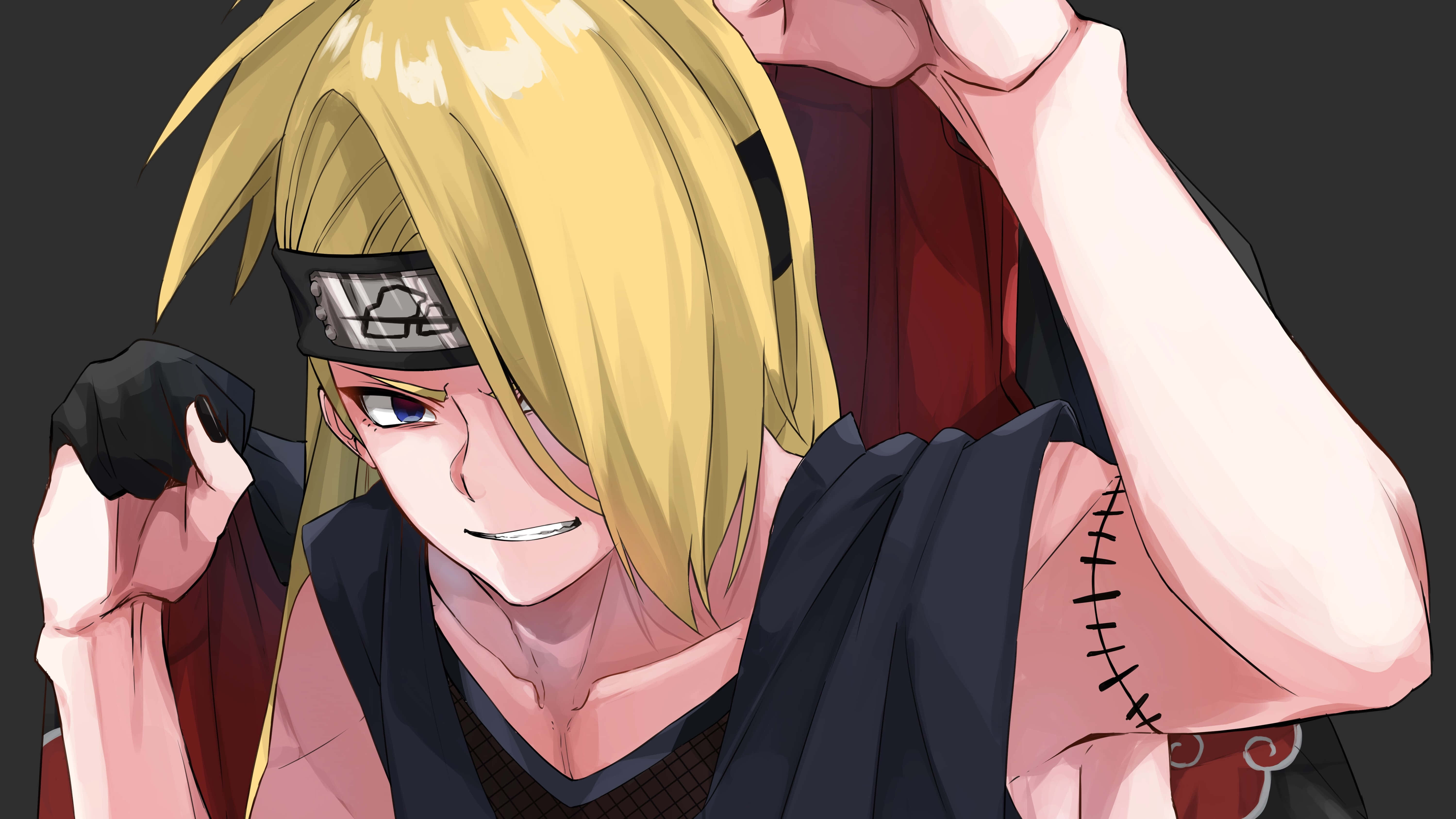 Akatsuki, Deidara, spiky blonde hair, 5K Desktop Wallpaper