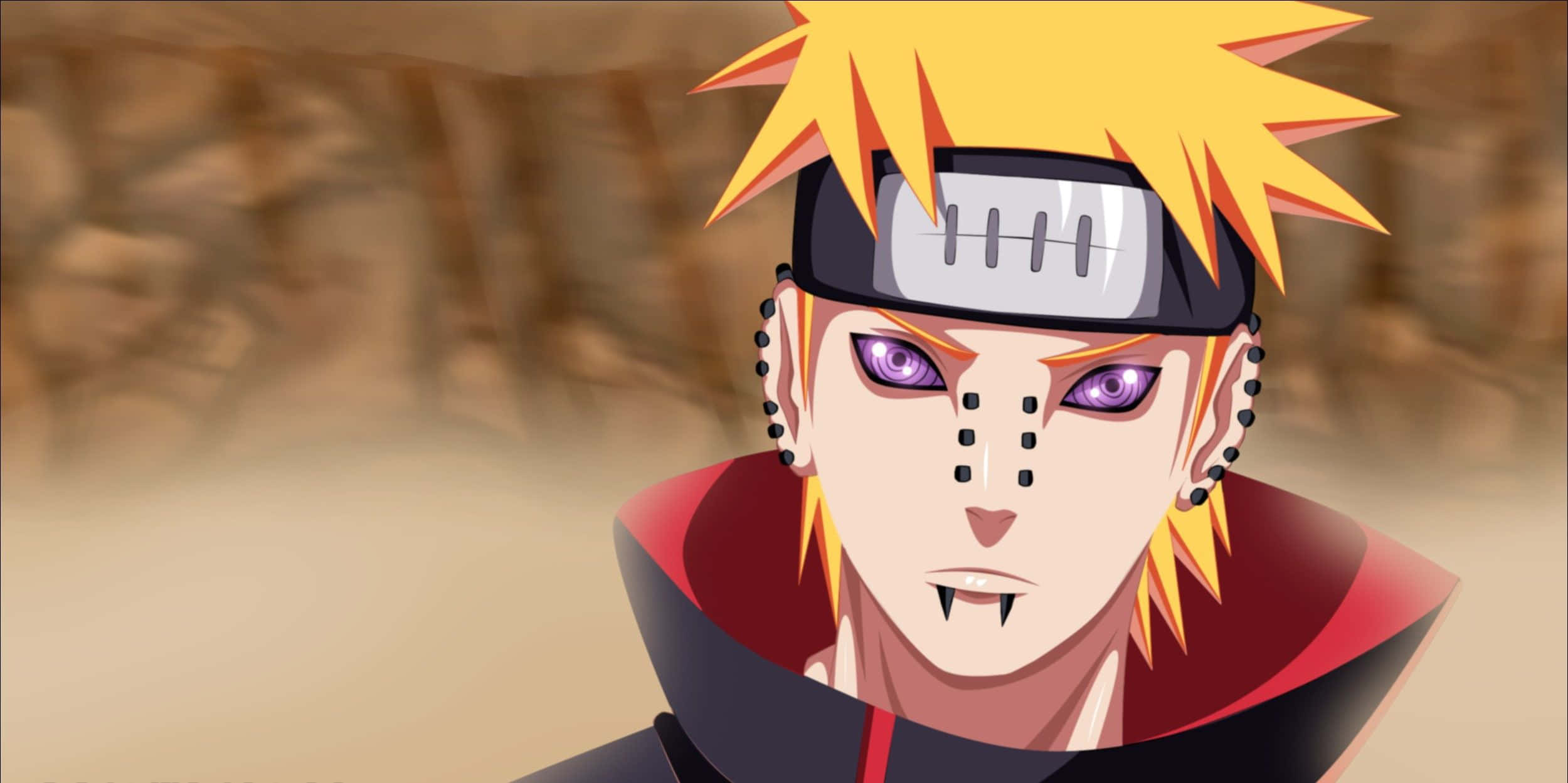 Akatsuki Yahiko, spiky blonde hair, purple eyes, Full HD Desktop Wallpaper