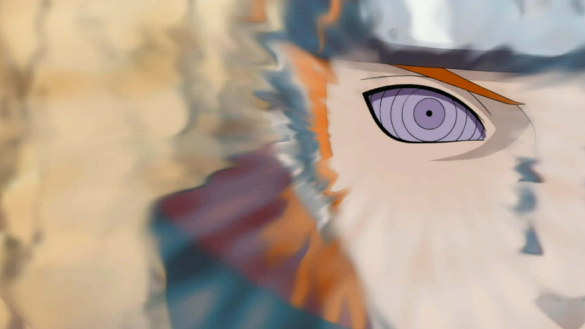 Akatsuki Yahiko, purple spiral pattern, orange hair streaks, Full HD Desktop Wallpaper