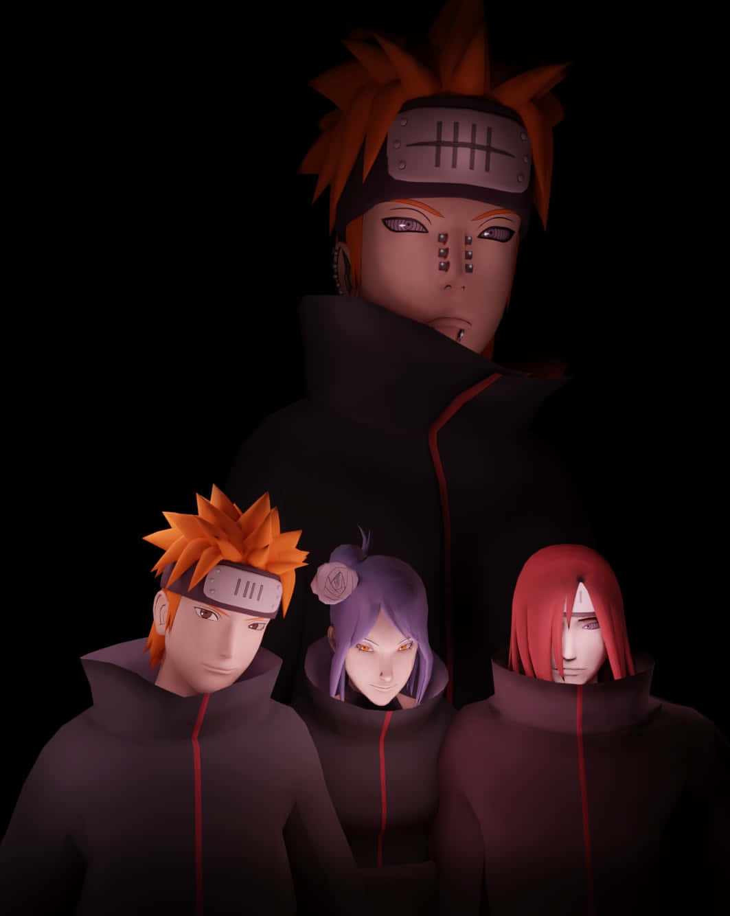 Akatsuki Yahiko, dark cloaks, red trim, HD Phone Wallpaper