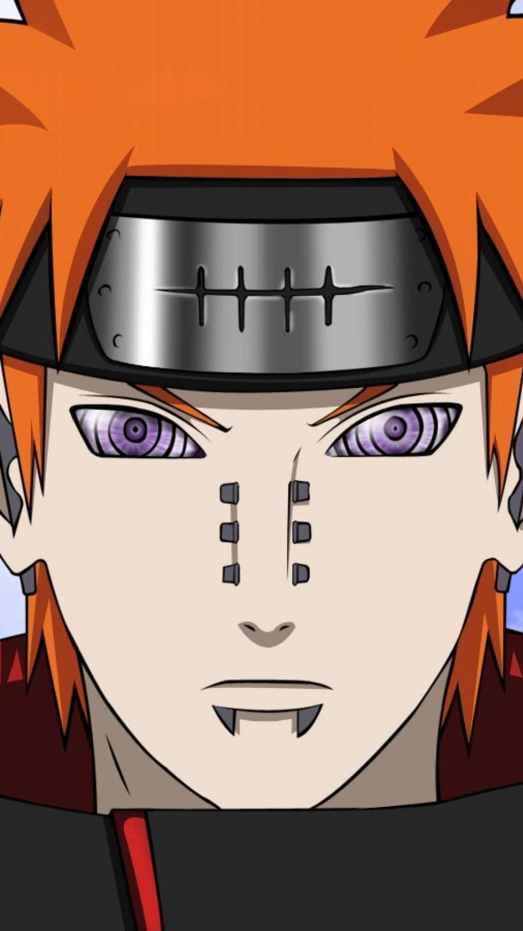 Akatsuki Yahiko, spiky orange hair, purple eyes, Full HD Phone Wallpaper