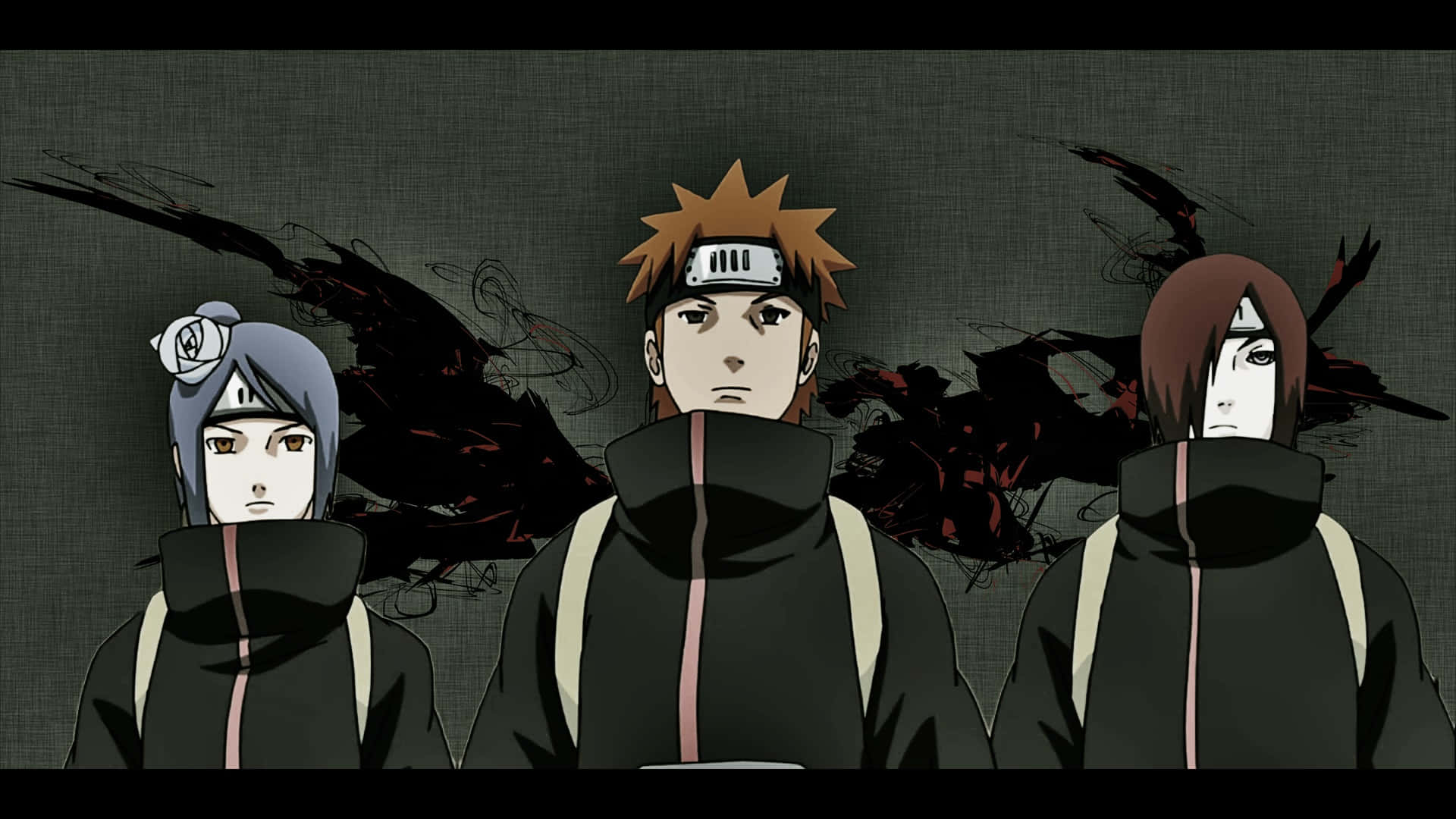 Akatsuki Yahiko, black cloaks, dark textured background, Full HD Desktop Wallpaper