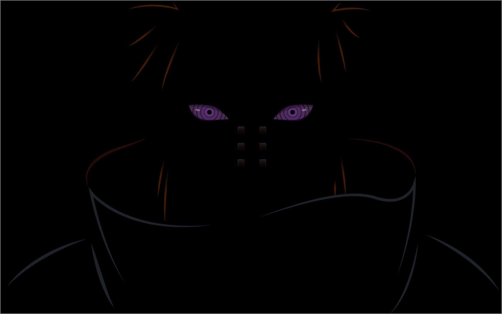 Akatsuki Yahiko, glowing purple eyes, orange hair strands, Full HD Desktop Wallpaper