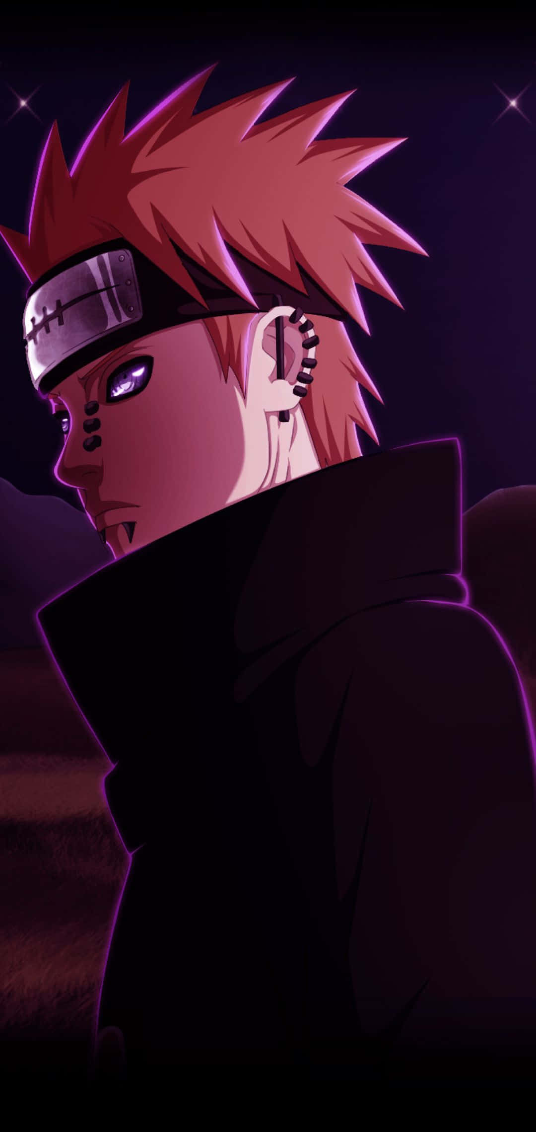 Akatsuki Yahiko, spiky red hair, purple eyes, Full HD Phone Wallpaper